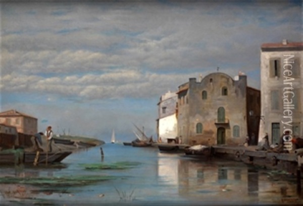 Canal De Venecia Oil Painting - Ricardo Maria Navarrete y Fos