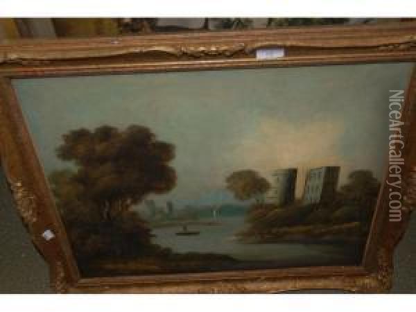 River Defences Oil Painting - H. Smythe