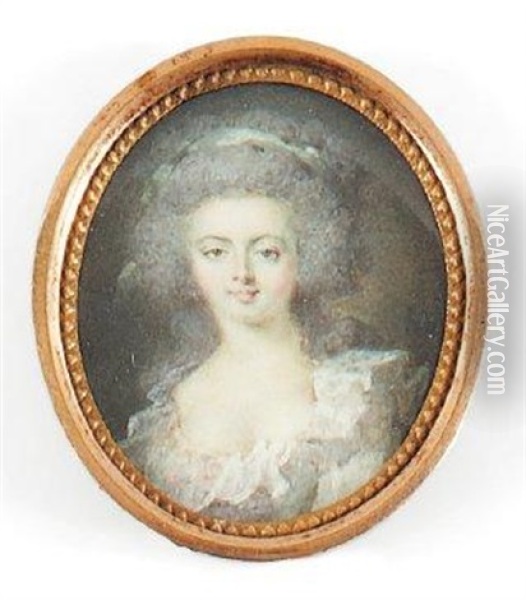 Portrait De Jeune Femme En Robe Blanche Oil Painting - Pierre Adolphe Hall