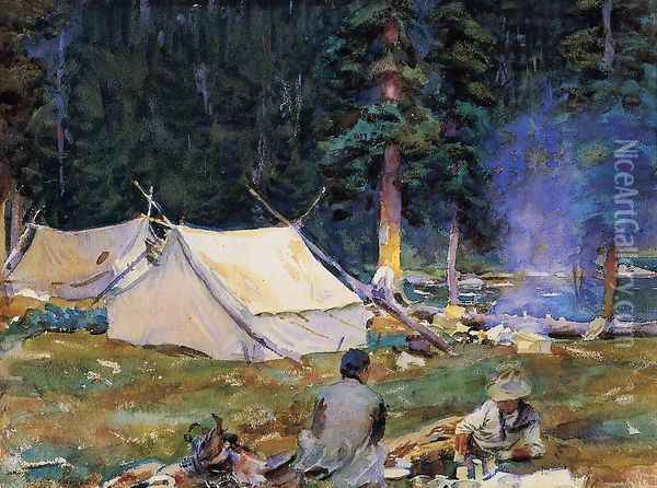 Camping at Lake O'Hara Oil Painting - John Singer Sargent