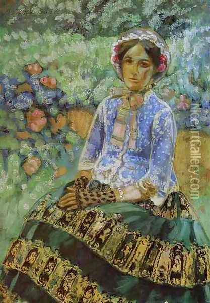 Woman in Blue, 1901-1903 Oil Painting - Viktor Elpidiforovich Borisov-Musatov
