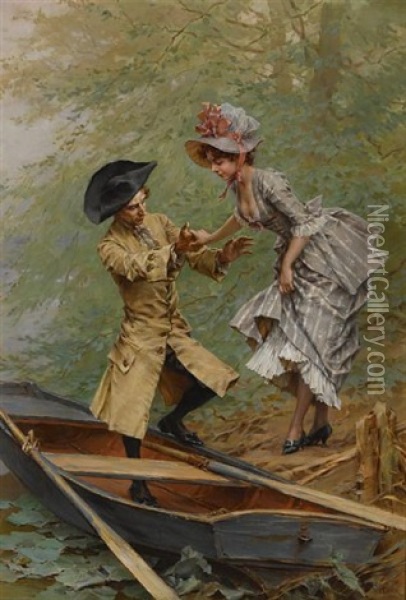 The Boating Party Oil Painting - Frederik Hendrik Kaemmerer