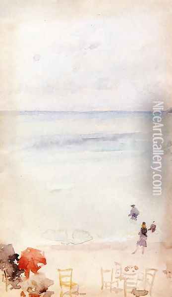 Note in Opal - The Sands, Dieppe Oil Painting - James Abbott McNeill Whistler