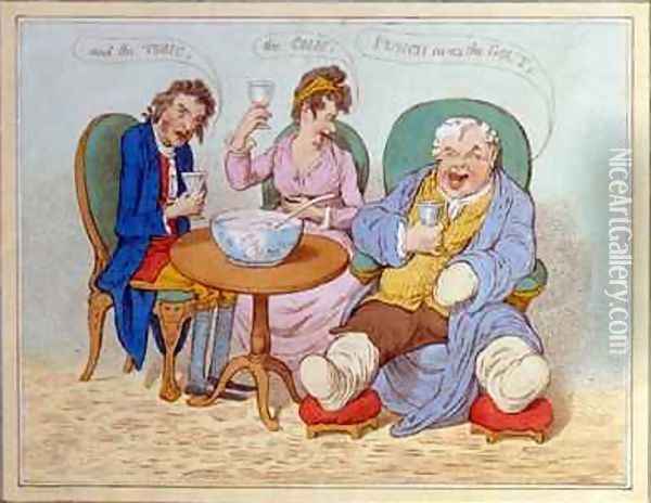 Punch Cures the Gout the Colic and the Tisic Oil Painting - James Gillray