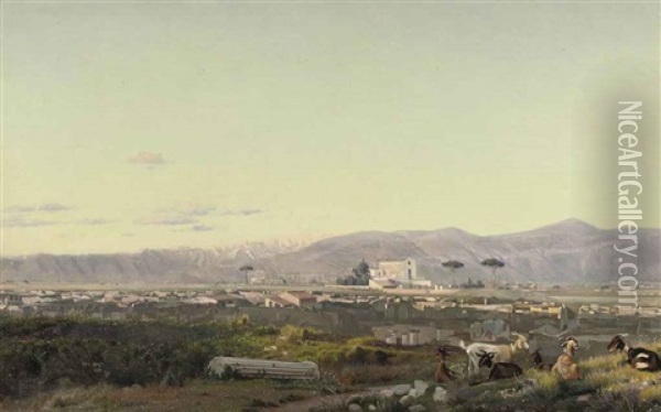 View Of Pompei Oil Painting - Niels Fristrupp