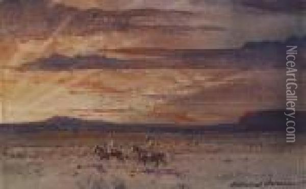 Sunset Riders Oil Painting - John Edward Borein