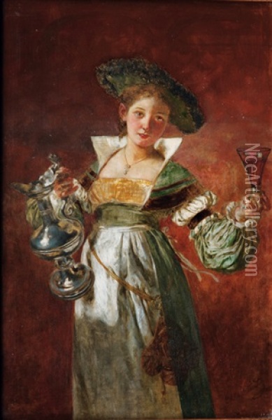 Lady In Renaissance Dress Oil Painting - Otto Seitz