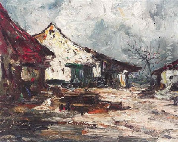 Herbstliche Dorfstrase Oil Painting - Armand Gustave Gerard Jamar