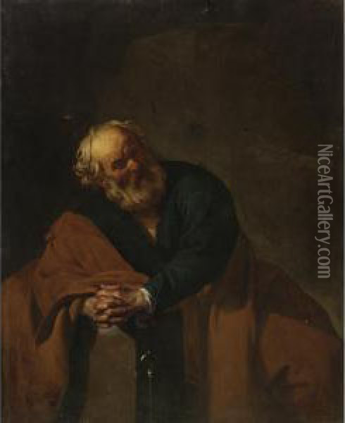 The Penitent Saint Peter Oil Painting - Dirck Van Baburen