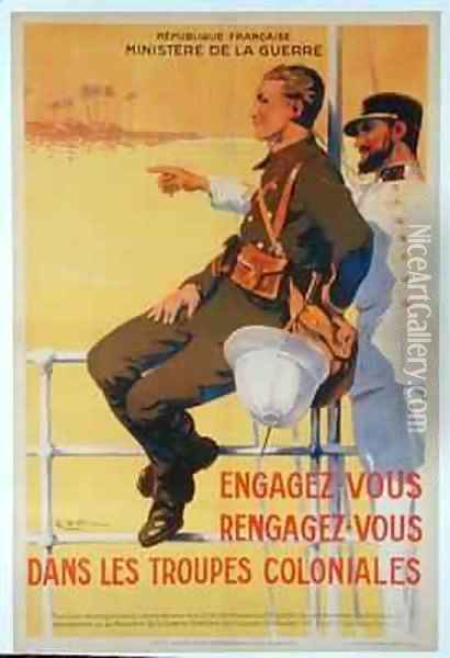 Recruitment poster for the French colonial forces Oil Painting - Gaston Dutriac