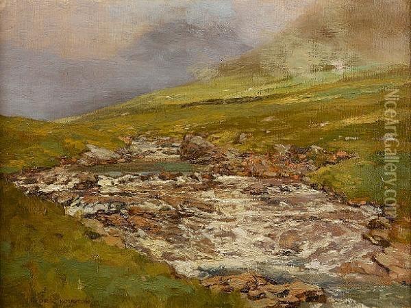 River Landscape Oil Painting - George Houston