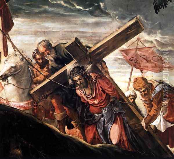 The Ascent to Calvary (detail) 2 Oil Painting - Jacopo Tintoretto (Robusti)