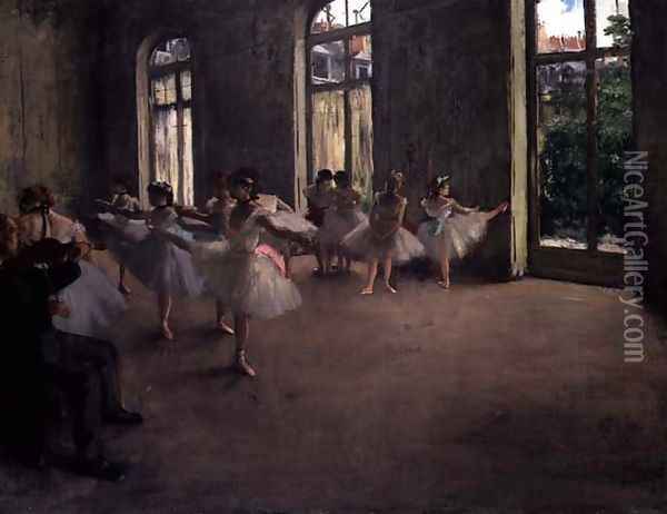 The Rehearsal, c.1873-78 Oil Painting - Edgar Degas
