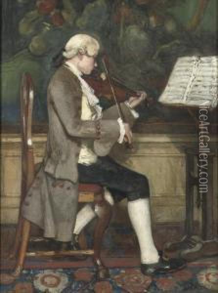 The Violin Player Oil Painting - David Bles