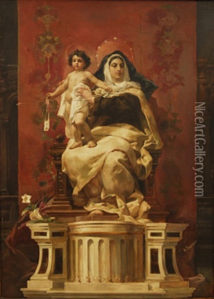 Virgen Del Carmen Oil Painting - Manuel Dominguez Y Sanchez