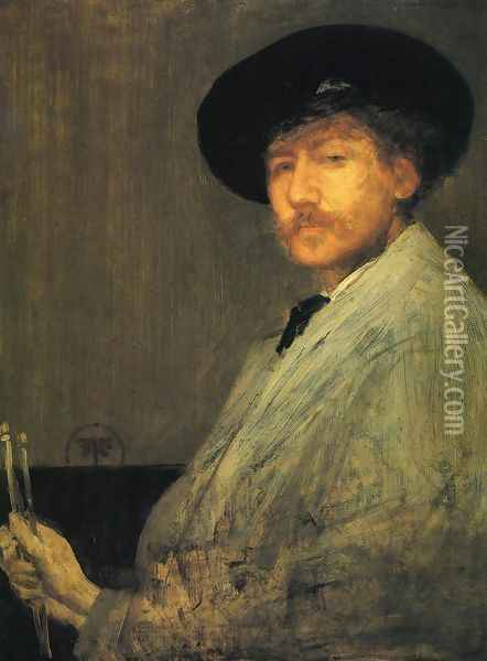 Arrangement in Grey: Portrait of the Painter Oil Painting - James Abbott McNeill Whistler