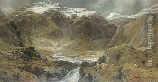 A peaceful valley in the Highlands Oil Painting - John Smart