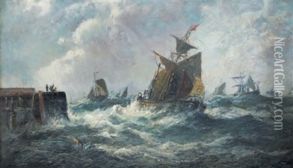 Navires Dans La Tempete Oil Painting - Edwin Hayes