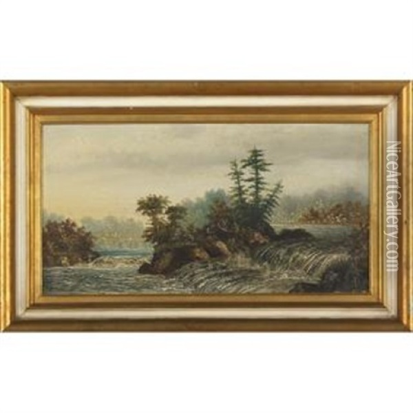 Nipigon River, North Shore Lake Superior; Lachine Rapids, St. Lawrence River (2 Works) Oil Painting - William Merritt Post
