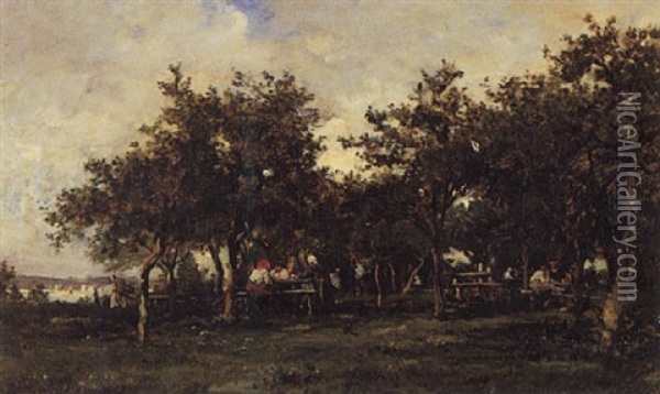 Peasants' Repast Oil Painting - Karl Pierre Daubigny