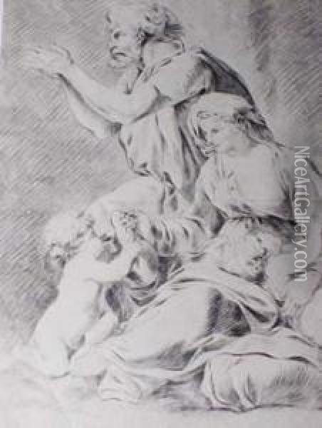 Pierre-louis, Saintefamille Et Cherubin Oil Painting - Pierre Louis De La Rive