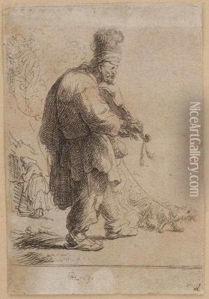 The Blind Fiddler Oil Painting - Rembrandt Van Rijn