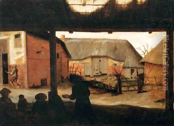 Farmyard with a Beggar Oil Painting - Cornelis Van Dalem