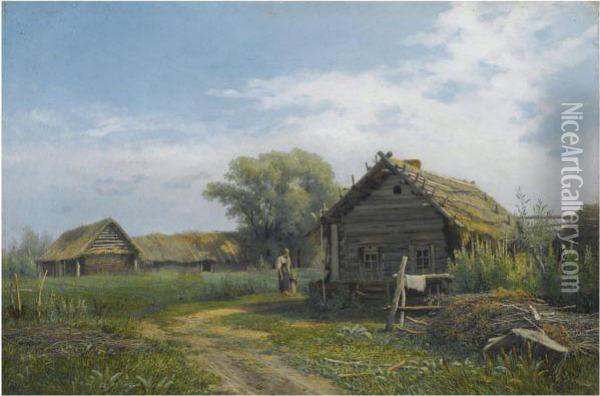 Farmhouse Oil Painting - Michail Petrovic Klodt