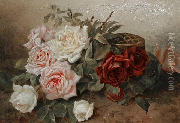 Still Life Of Roses Oil Painting - Emily Barnard