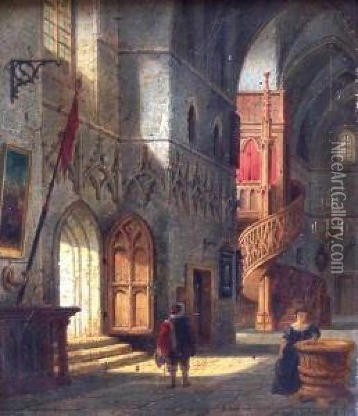 Sakristei Der Martini Kirche In Gent, Belgien Oil Painting - Emile Pierre J. De Cauwer