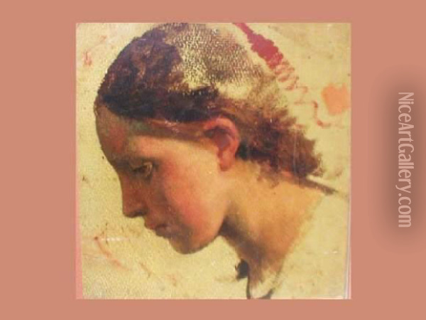 Portrait D'une Jeune Femme De Profil Oil Painting - Jean Leonard Lugardon