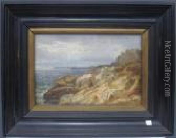 Seascape With Rocky Coast Oil Painting - Johan Christian Clausen Dahl