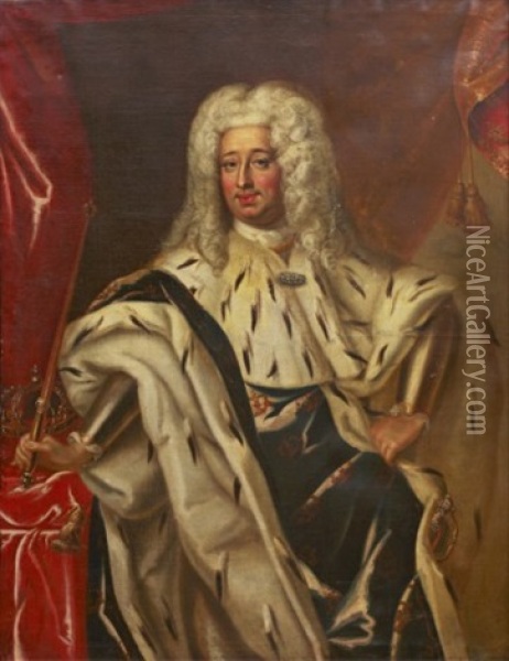 Riksportratt Forestallande Fredrik I Av Sverige Oil Painting - George de Marees