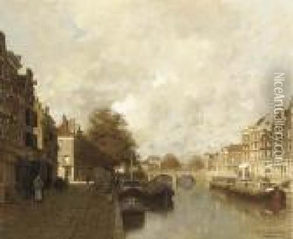 De Bierkade, The Hague Oil Painting - Johannes Christiaan Karel Klinkenberg