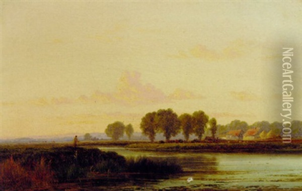 Evening On The Thames Oil Painting - Arthur Gilbert