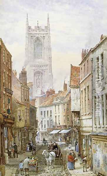 A View of Irongate, Derby Oil Painting - Louise Rayner