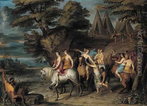 Cloelia and Her Companions Escaping from the Etruscans Oil Painting - Frans Wouters