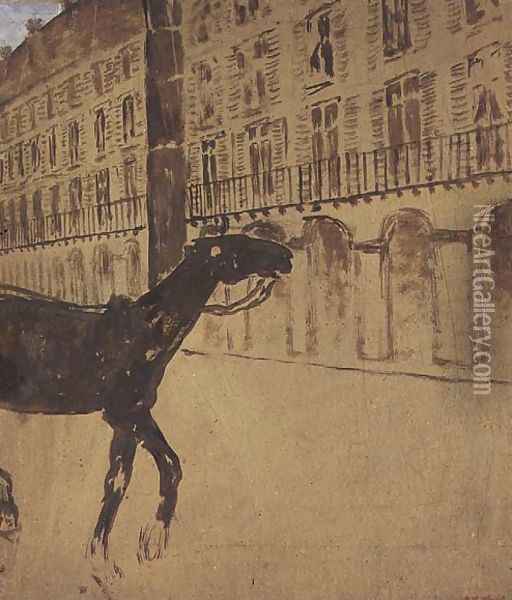 A Horse on the Rue de Rivoli Oil Painting - Jean-Edouard Vuillard