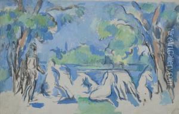 Etude De Baigneuses Oil Painting - Paul Cezanne