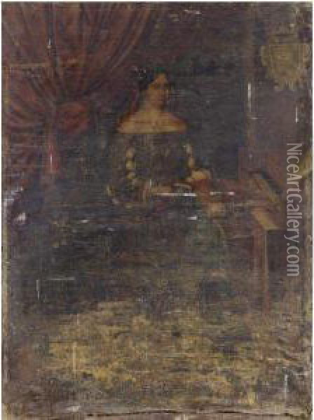 Ritratto Di Dama Alla Spinetta Oil Painting - Pier Francesco Cittadini Il Milanese