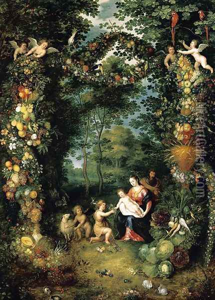 The Holy Family with St John 1630s Oil Painting - Jan Brueghel the Younger