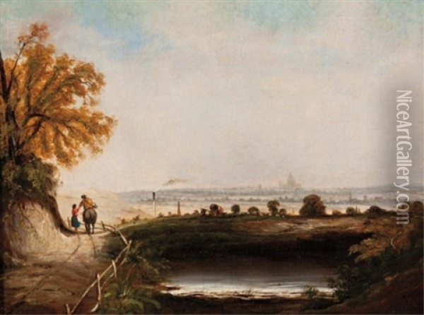 St. Paul's From Highgate Oil Painting - Copley Fielding