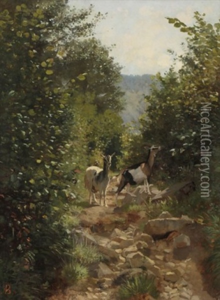 Le Sentier, Souvenir D'auvergne Oil Painting - Auguste (Francois Auguste) Bonheur