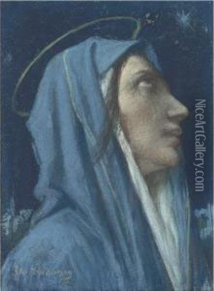 The Virgin Crowned Oil Painting - Jules-Elie Delaunay