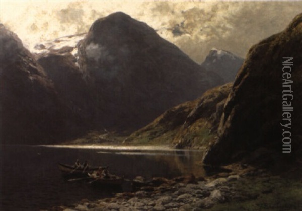 Im Naerofjord Oil Painting - Karl Paul Themistocles von Eckenbrecher