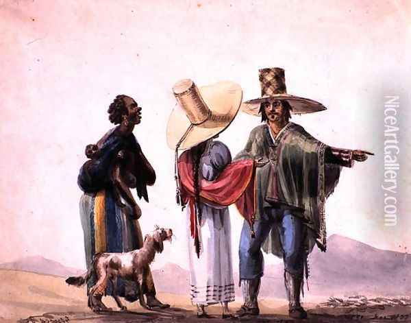 People from Pisco, 1820 Oil Painting - Carlos D. Wood