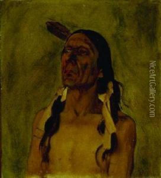 Portrait Of A Native American Man Oil Painting - Francis Davis Millet