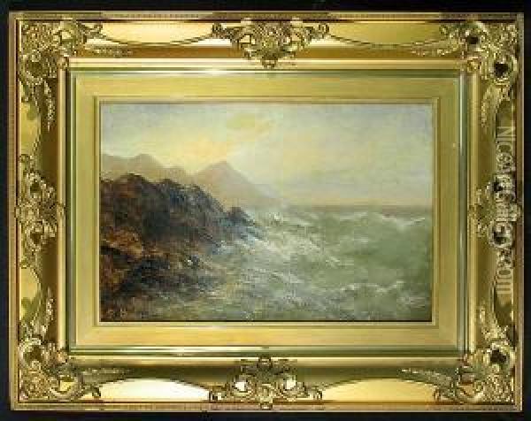 Rough Seas At Sunrise Oil Painting - Charles Henry Harmon