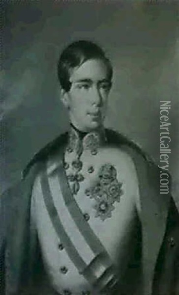 Kaiser Franz Joseph Von Osterreich (1830-1916) In           Uniform Und Mit Orden Oil Painting - Eduard Klieber