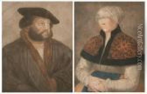 Hans Holbein And Holbein's Wilfe Oil Painting - Hans Holbein the Younger